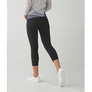 Lululemon Wunder Under Crop III Full On Luon Black/Dottie Eyelet White Black 6